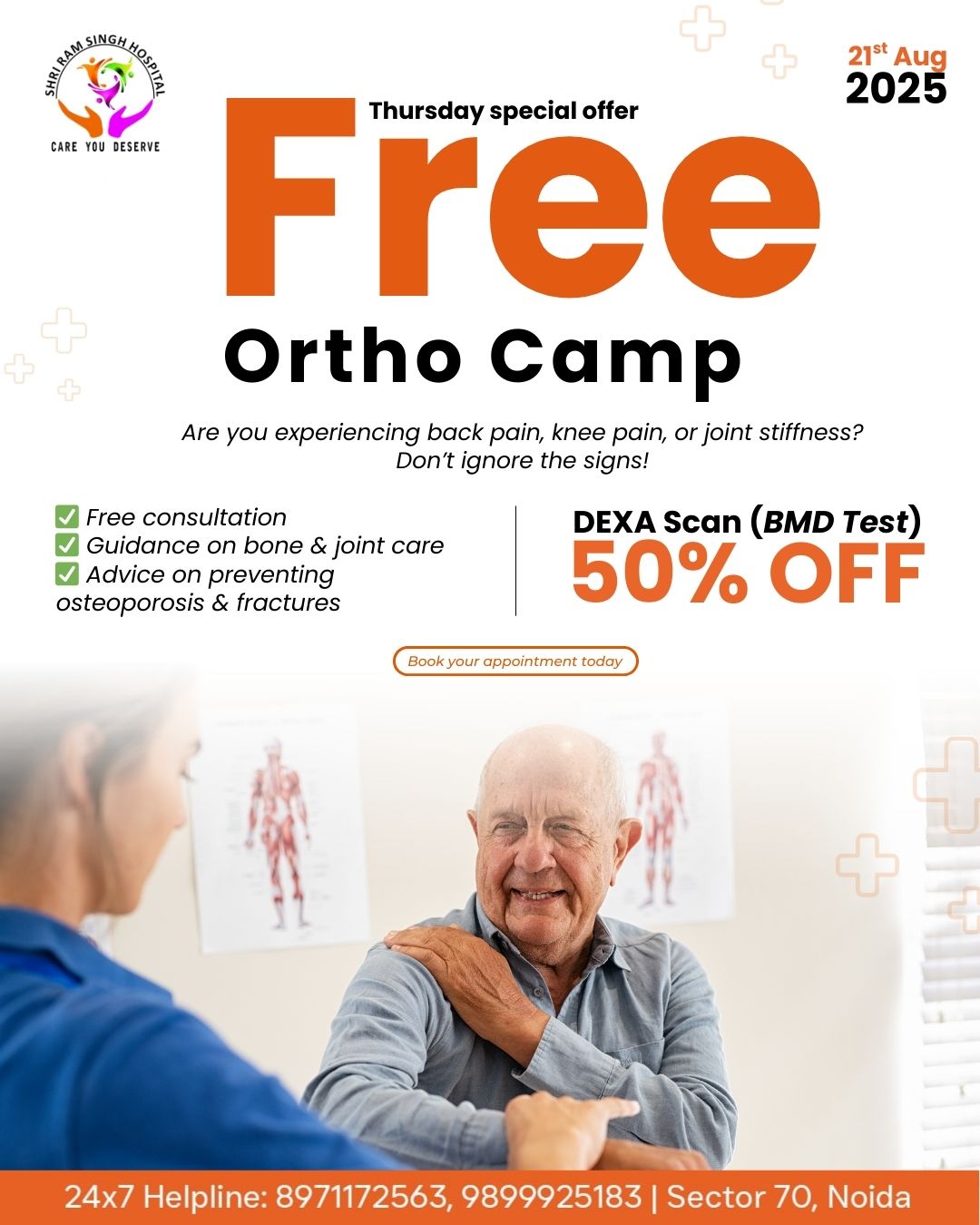 Free Ortho Camp in Noida – Get Expert Joint Pain Consultation at Shri ram Singh Hospital